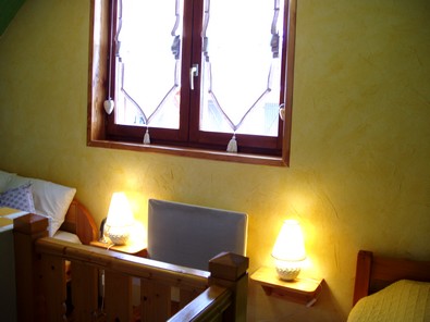 Fenêtre de la chambre vers l'avant du Gite en Alsace